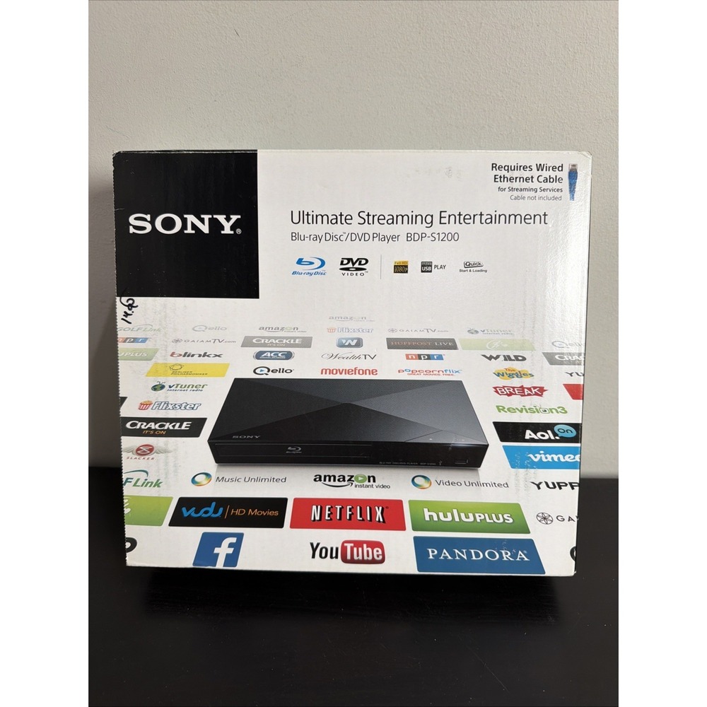 Sony BDP-S1200 Blu Ray Disc DVD Player w/ Remote Ac Adapter Manual Open Box
